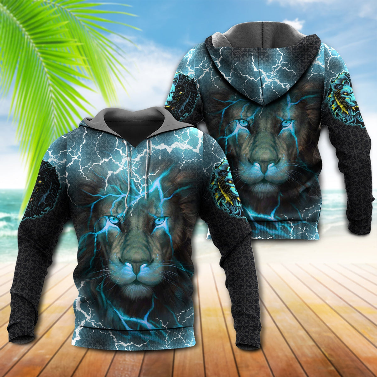 Blue Lion Light Power Hoodie For Wildlife Themes Travel Days And Comfortable Casual Style