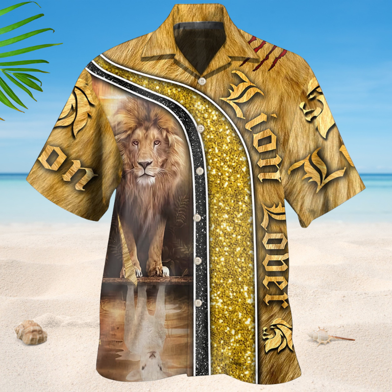 Lion Luxury Hawaiian Shirt For Tropical Holidays, Outdoor Gatherings, And Everyday Comfort