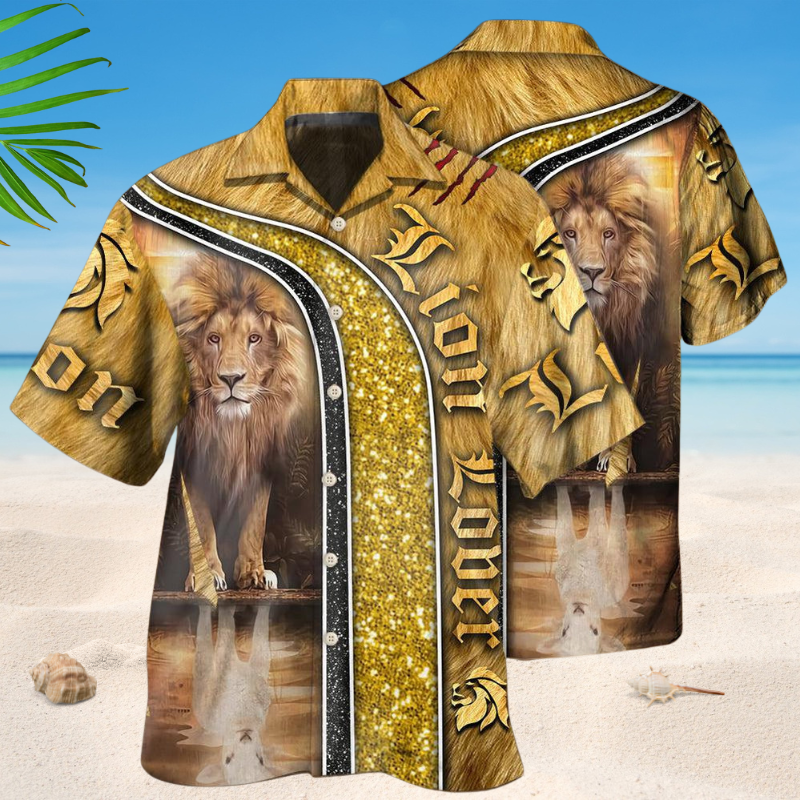 Lion Luxury Hawaiian Shirt For Tropical Holidays, Outdoor Gatherings, And Everyday Comfort