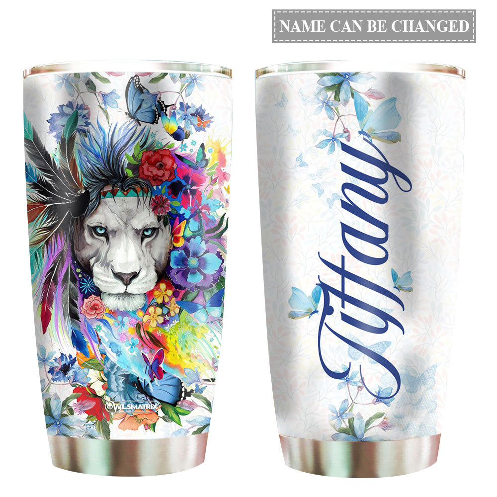 Lion Love Floral Personalized 20 Oz Tumbler For Coffee Travel And Daily Drinks