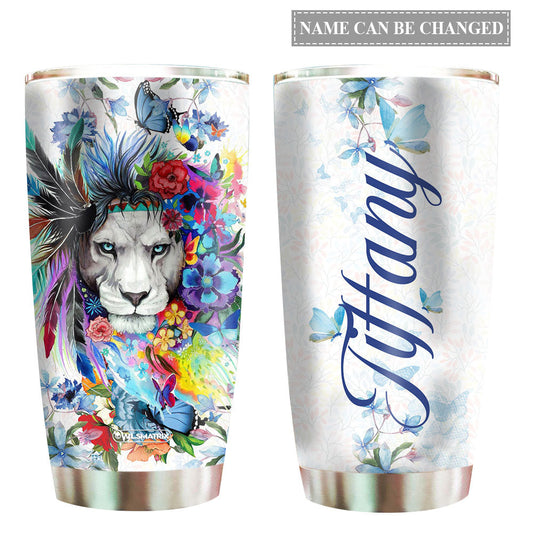 Lion Love Floral Personalized 20 Oz Tumbler For Coffee Travel And Daily Drinks