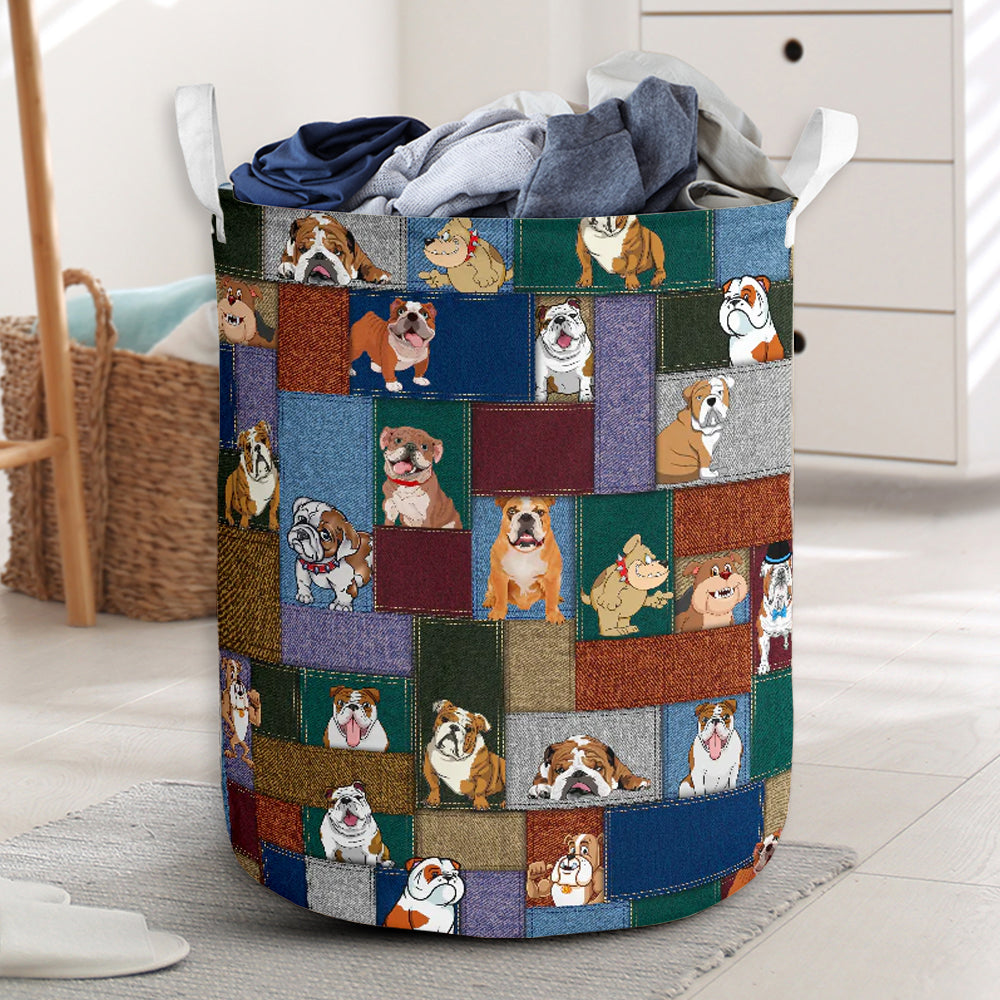 Bulldog Little Happy Dog Laundry Basket For Nursery Dorm And Home Storage