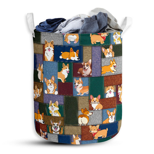 Small Size Corgi Little Happy Laundry Basket For Bathroom Bedroom Storage