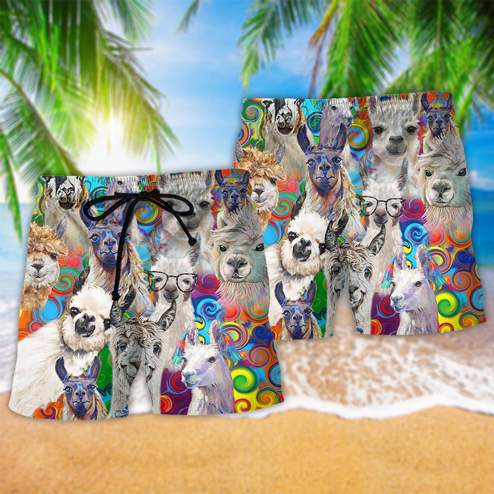 Llama Attitude Beach Shorts Pattern Detail For Relaxed Weekends And Travel Ready Comfort