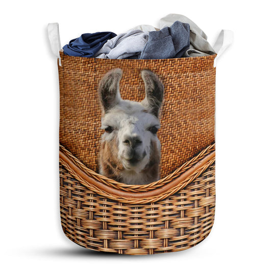 Llama Rattan Texture Cute Laundry Basket For Bathroom Bedroom Storage
