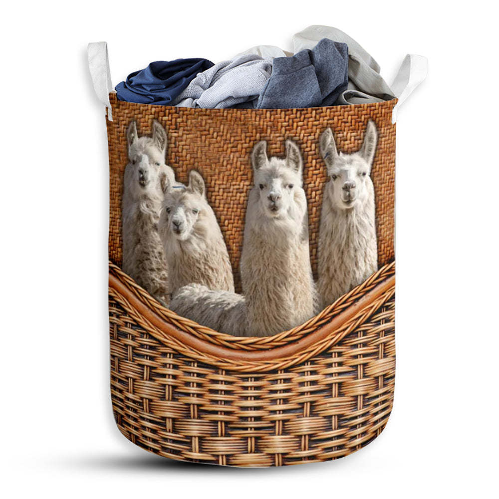 Llama Rattan Texture Laugh Laundry Basket For Bathroom Bedroom Storage