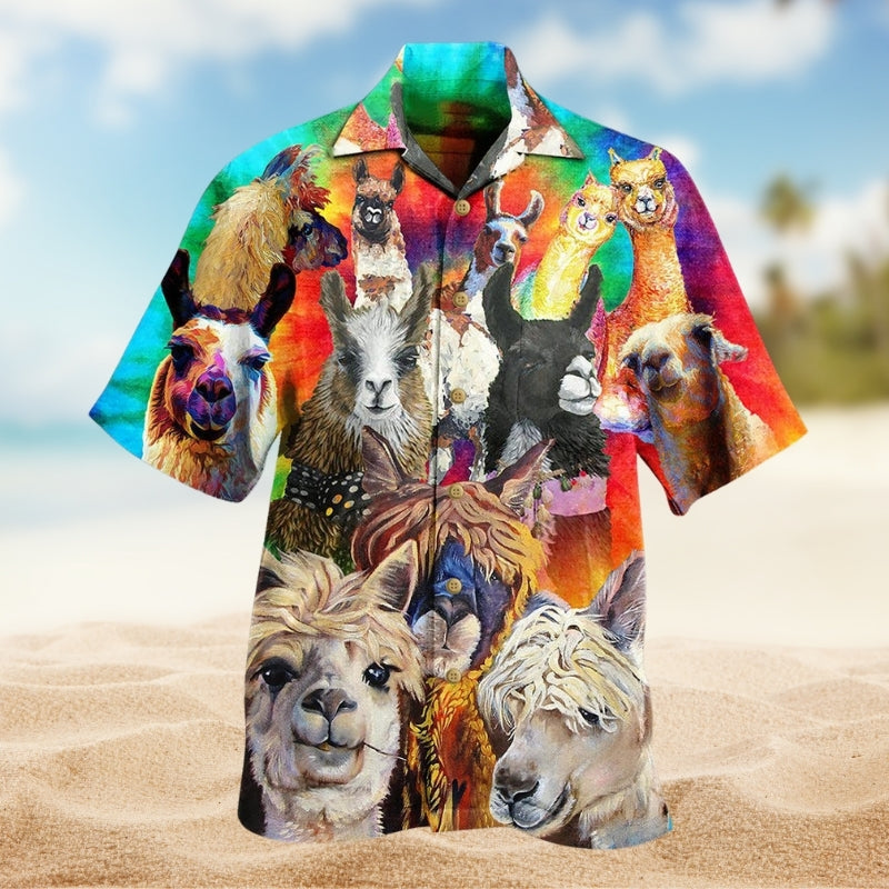 Llama Smile Hawaiian Shirt For Coastal Travel, Casual Events, And Comfortable Summer Wear