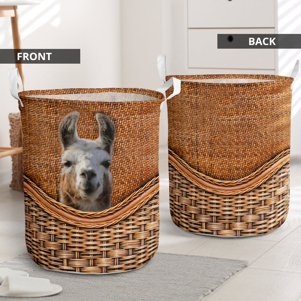 Llama Rattan Texture Cute Laundry Basket For Room Home Organizer
