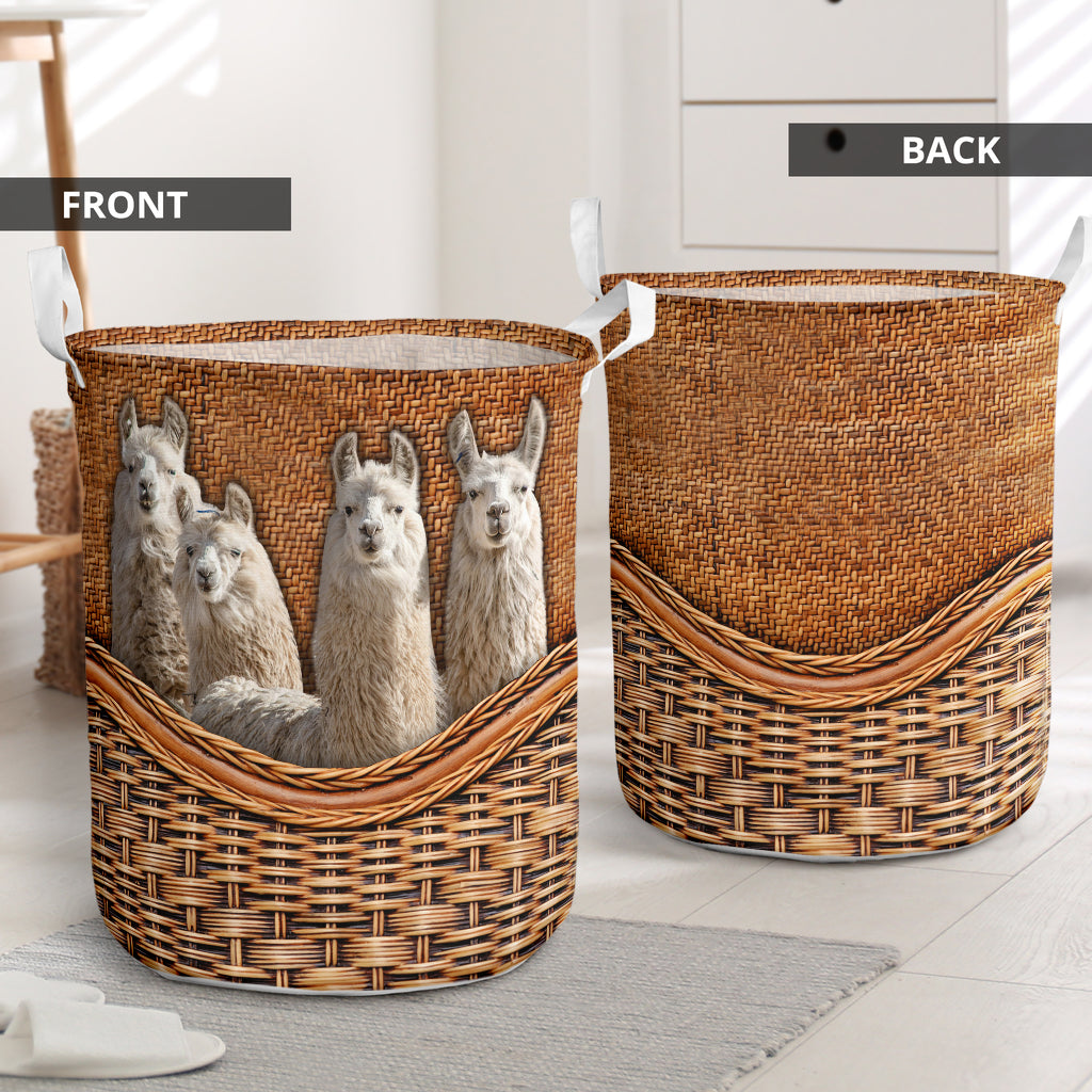 Llama Rattan Texture Laugh Laundry Basket For Room Home Organizer