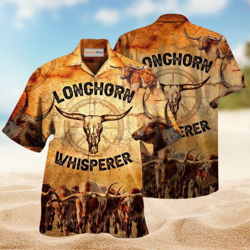 Longhorn Whisperer Hawaiian Shirt For Vacation Adventures Beach Events And Relaxed Warm Weather Style