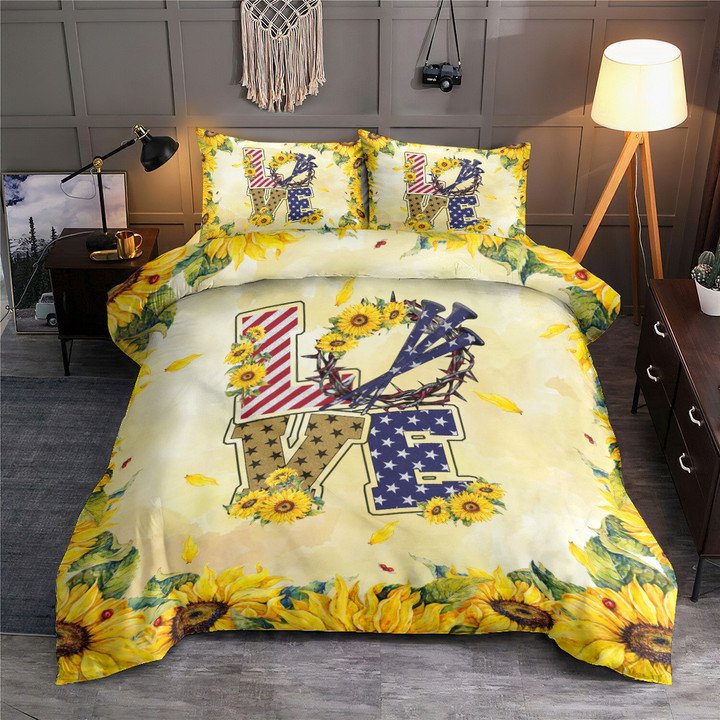 Jesus Sunflower Cross Faith Bedding Cover For Faith Bedroom Decor