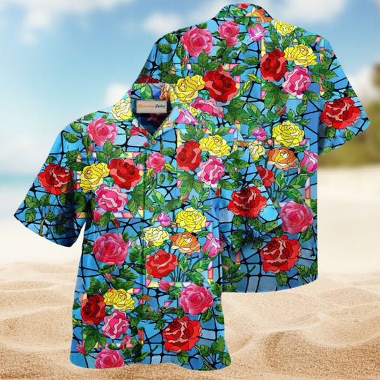 Flowers Love Is A Rose That Blooms Forever Hawaiian Shirt For Summer Vacation Beach Travel And Relaxed Casual Wear