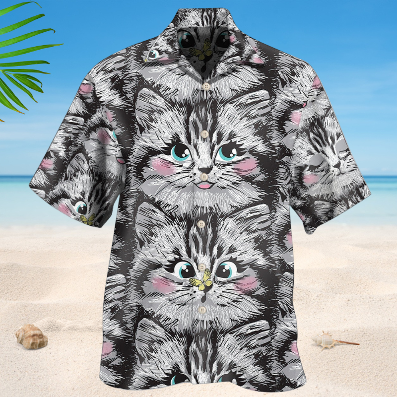 Cute Cat Hawaiian Shirt For Nature Fans, Resort Trips, And Comfortable Warm Weather Wear