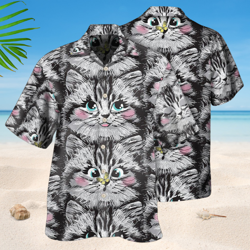 Cute Cat Hawaiian Shirt For Nature Fans, Resort Trips, And Comfortable Warm Weather Wear
