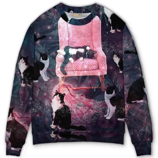 Cat On Pink Chair Sweater For Nature Inspired Fashion Events And Relaxed Everyday Comfort