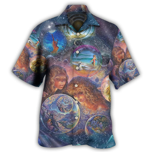 Earth Inspired Planet Design Hawaiian Shirt For Tropical Holidays, Outdoor Gatherings, And Everyday Comfort