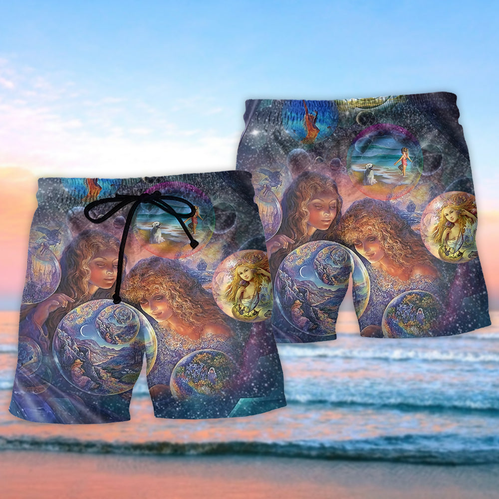 Mystical Earth Beach Shorts Pattern Detail For Cruise Vacations And Everyday Comfort