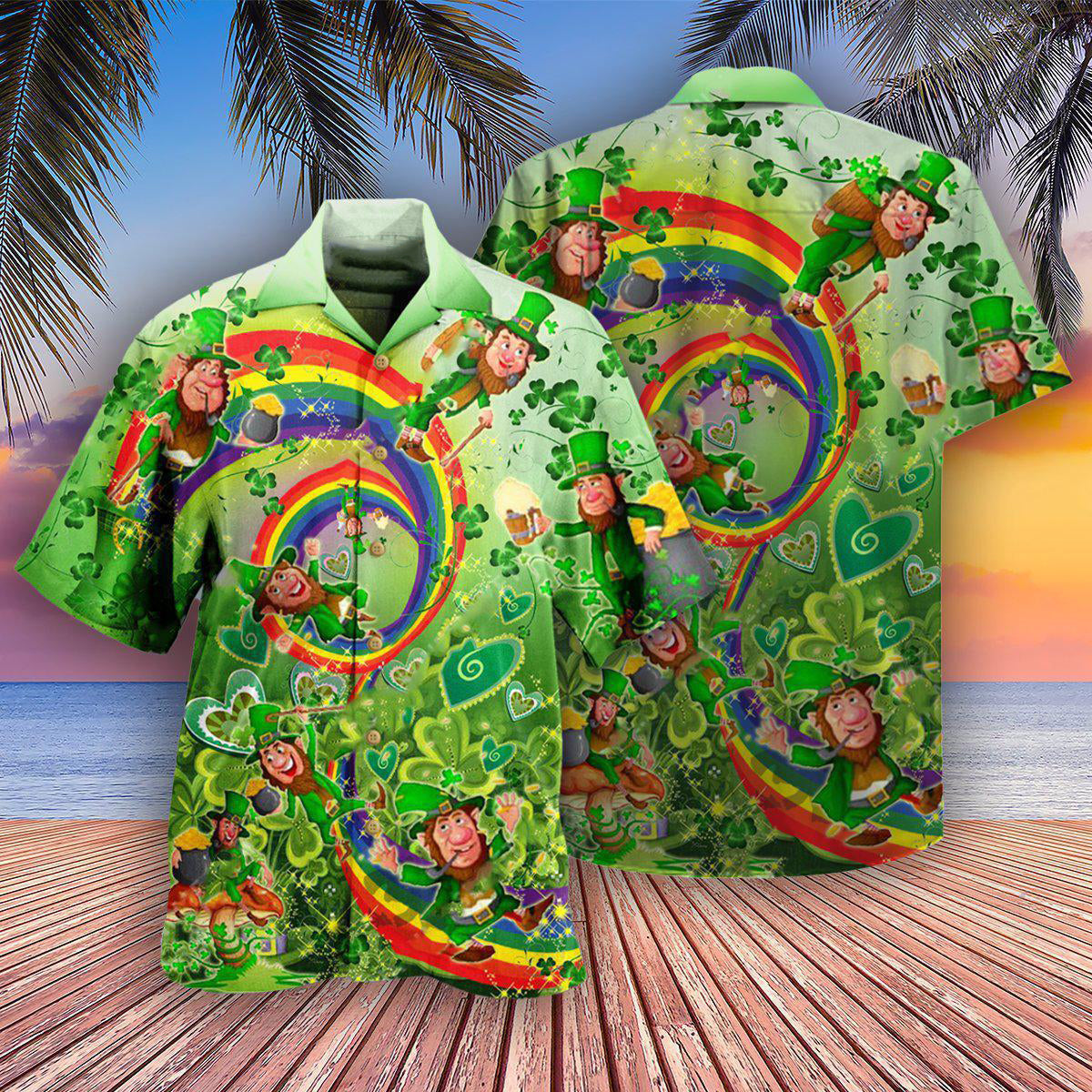 Irish Luck Believing Lucky Hawaiian Shirt Pattern Detail For Summer Holidays And Outdoor Fun