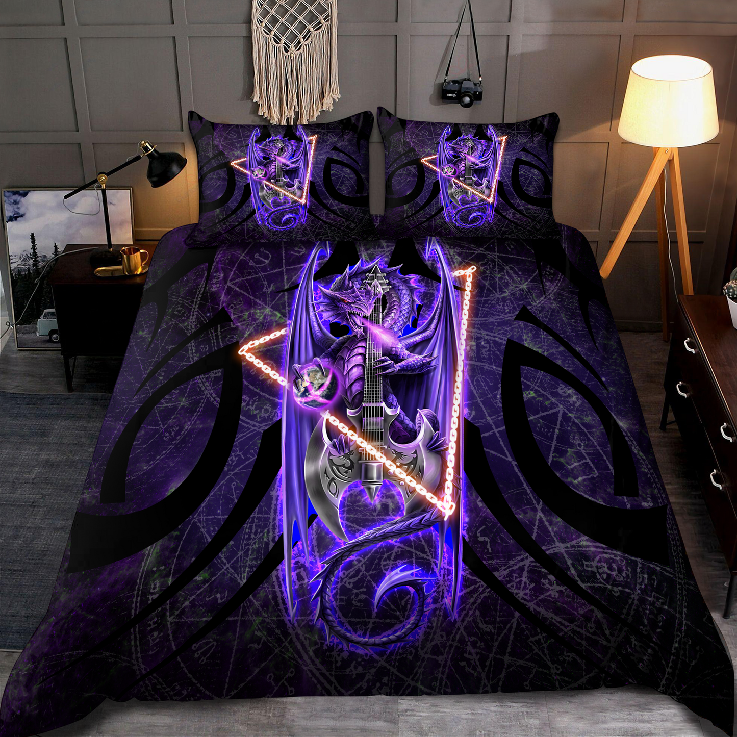 Purple Dragon Love Bedding Cover For Fantasy Bedroom Decor