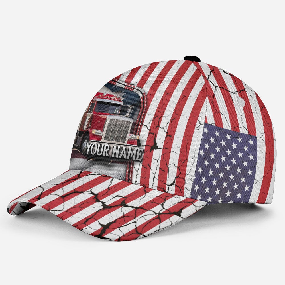 Custom Truck Driver Lifestyle American Flag Personalized Classic Cap For Parties Vacations And Relaxed Daily Outfits