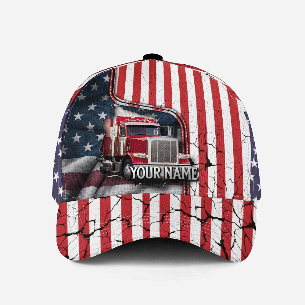Custom Truck Driver Lifestyle American Flag Personalized Classic Cap For Parties Vacations And Relaxed Daily Outfits