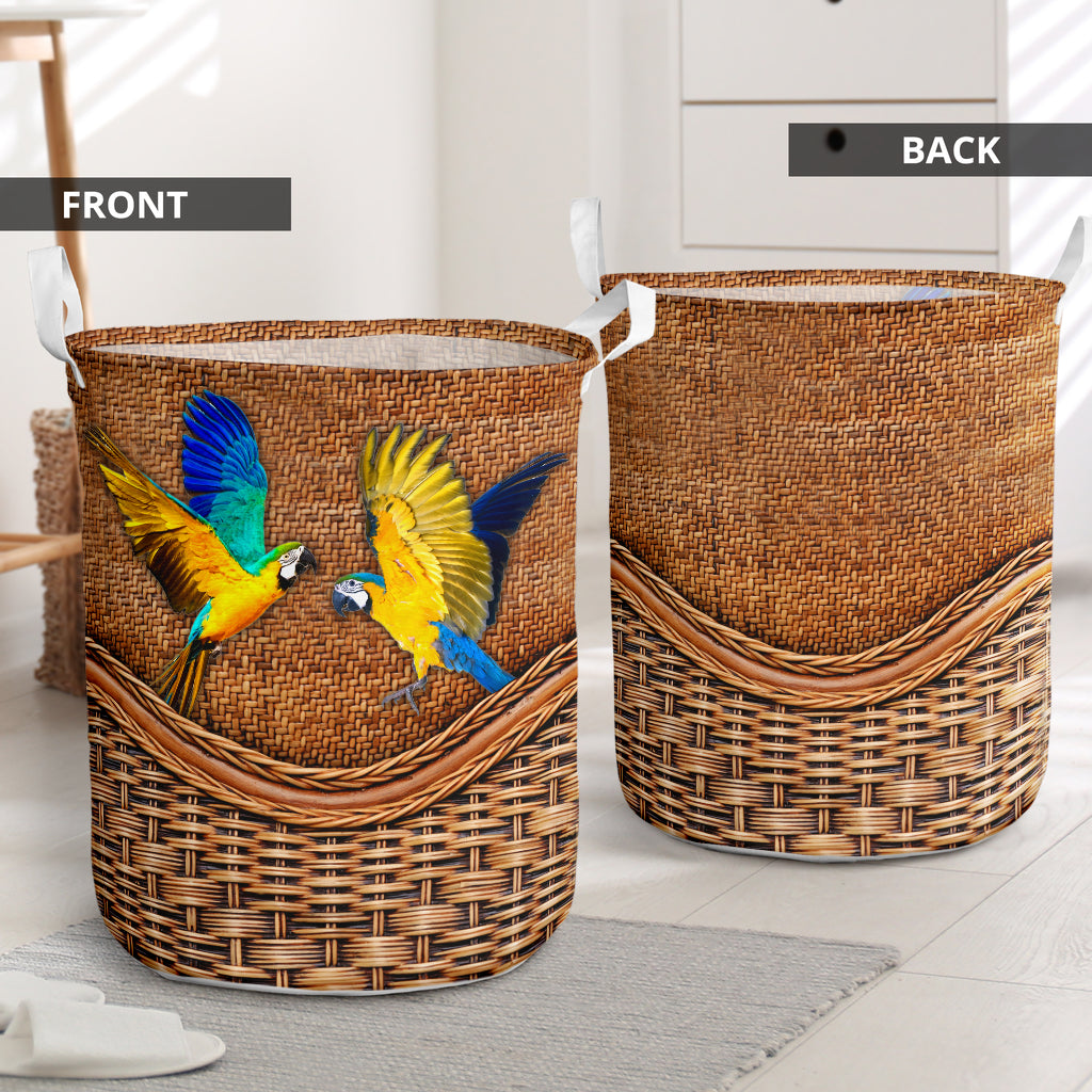 Parrot Colorful Parrot Rattan Texture Laundry Basket For Room Home Organizer