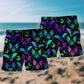Neon Bat Magic Beach Shorts Design View For Poolside Relaxation And Holiday Trips