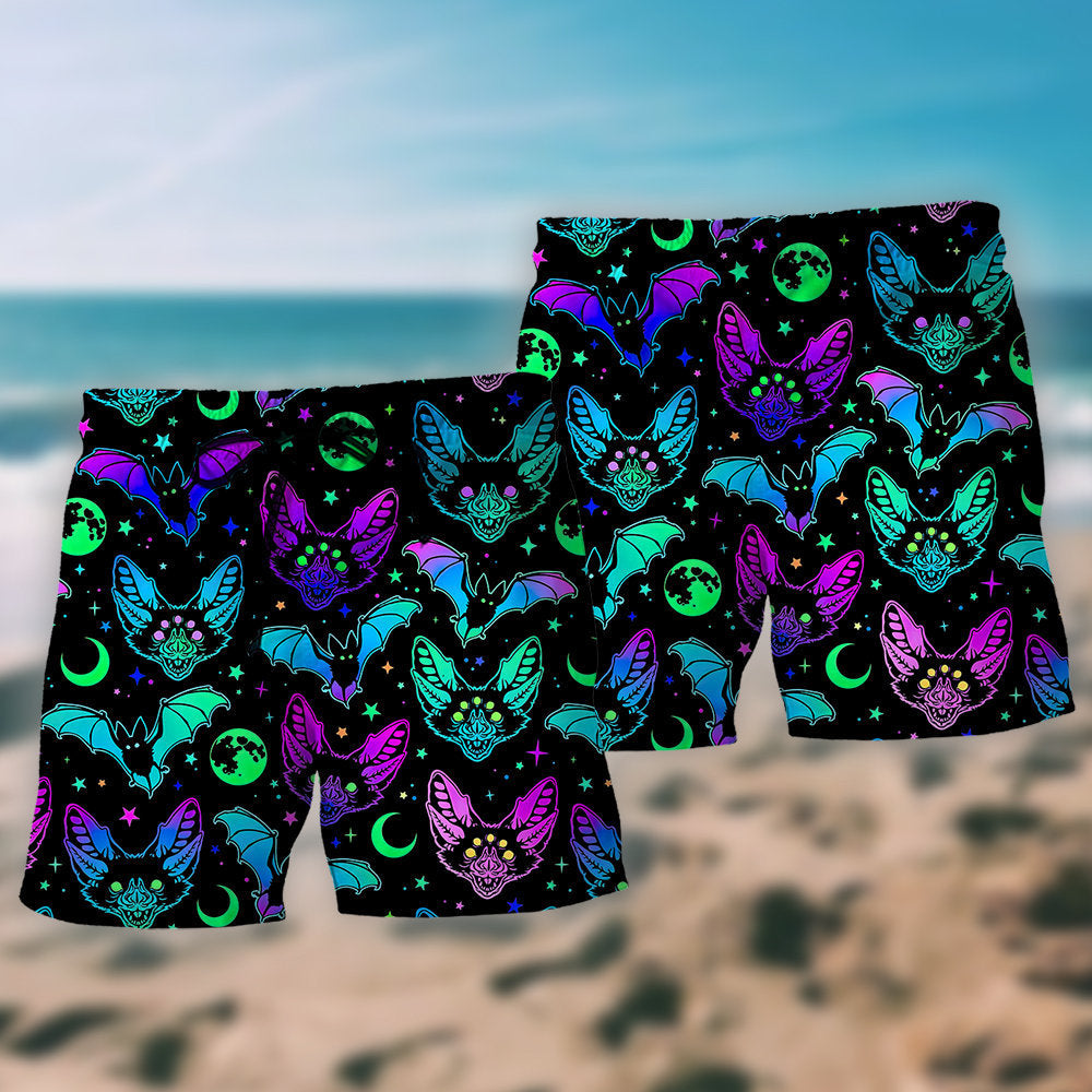 Neon Bat Magic Beach Shorts Design View For Poolside Relaxation And Holiday Trips