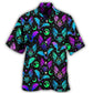 Fantasy Creative Neon Bat Magic Hawaiian Shirt For Spooky Events, Resort Travel, And Creative Warm Weather Wear