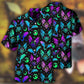 Fantasy Creative Neon Bat Magic Hawaiian Shirt For Spooky Events, Resort Travel, And Creative Warm Weather Wear