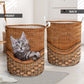 Maine Coon Cat Rattan Texture Laundry Basket For Room Home Organizer