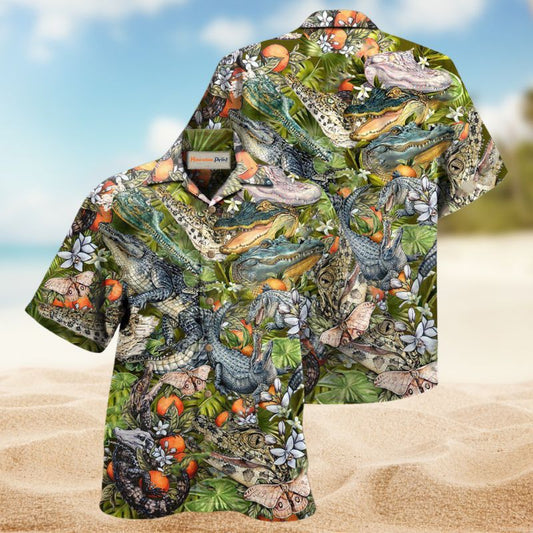 Friendly Alligator Hawaiian Shirt For Vacation Adventures Beach Events And Relaxed Warm Weather Style
