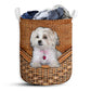 Maltese Terrier Dog Rattan Texture Laundry Basket For Bathroom Bedroom Storage