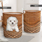 Maltese Dog Rattan Texture Laundry Basket For Room Home Organizer