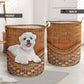 Maltese Shitzu Dog Rattan Texture Laundry Basket For Room Home Organizer