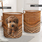 Maltipoo Dog Rattan Texture Laundry Basket For Room Home Organizer