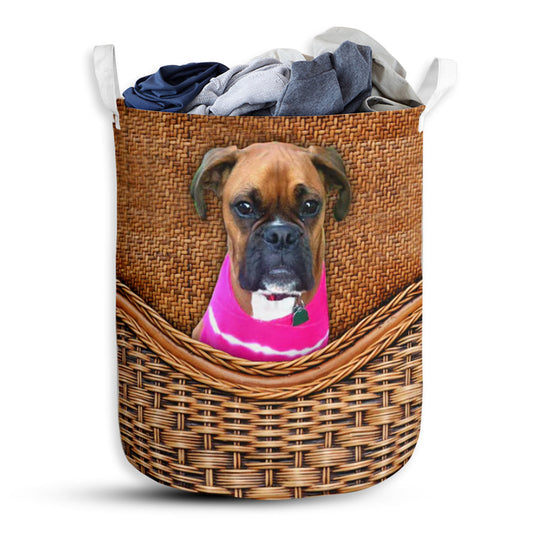 Mandy Sechrist Dog Rattan Texture Laundry Basket For Bathroom Bedroom Storage
