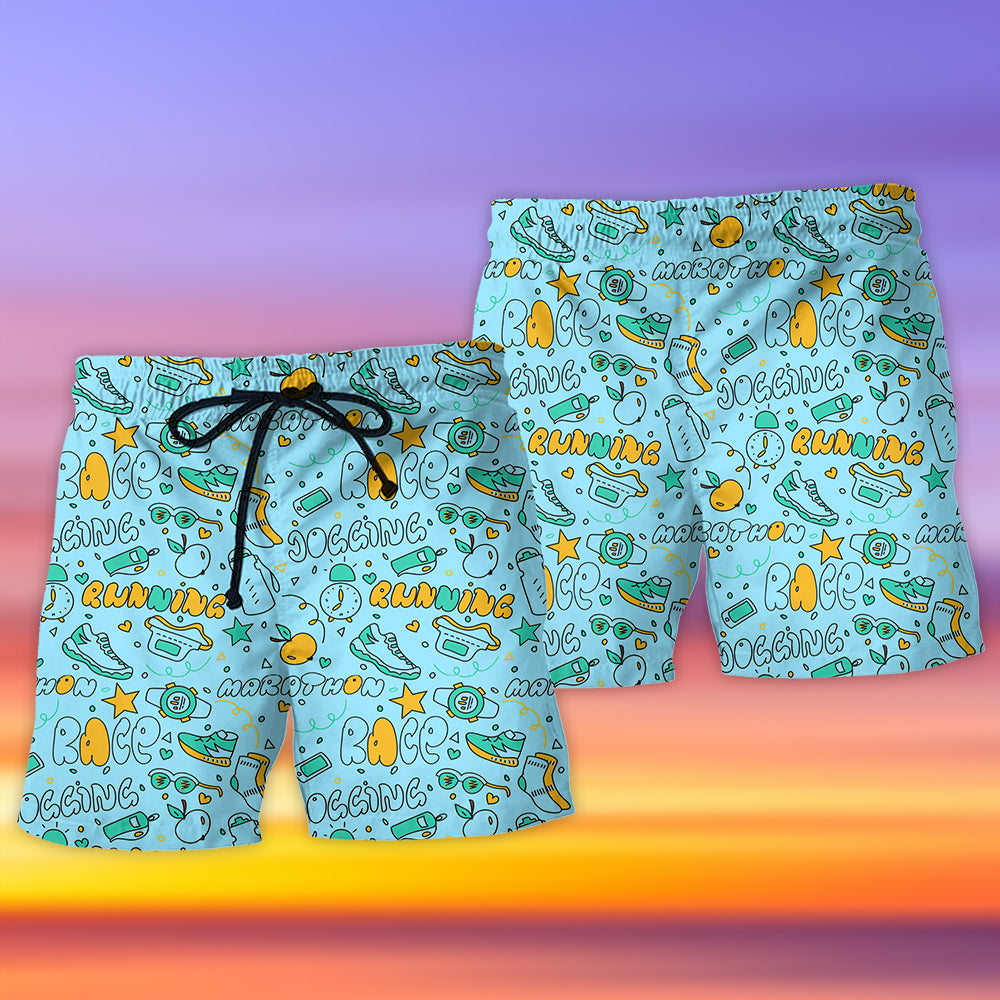 Marathon Lovely Running Beach Shorts Pattern Detail For Relaxed Warm Weather Outfits