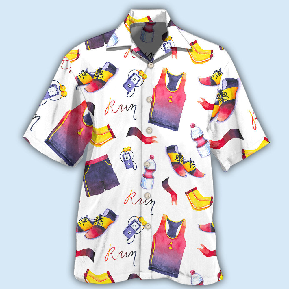 Marathon Running Sport Theme Hawaiian Shirt For Coastal Travel, Casual Events, And Comfortable Summer Wear