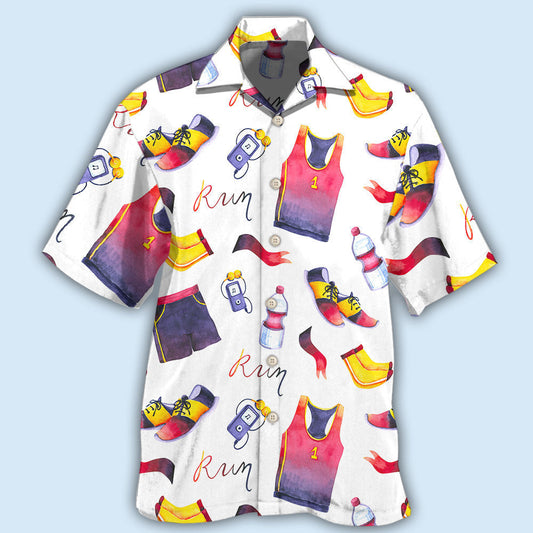 Marathon Running Sport Theme Hawaiian Shirt For Coastal Travel, Casual Events, And Comfortable Summer Wear