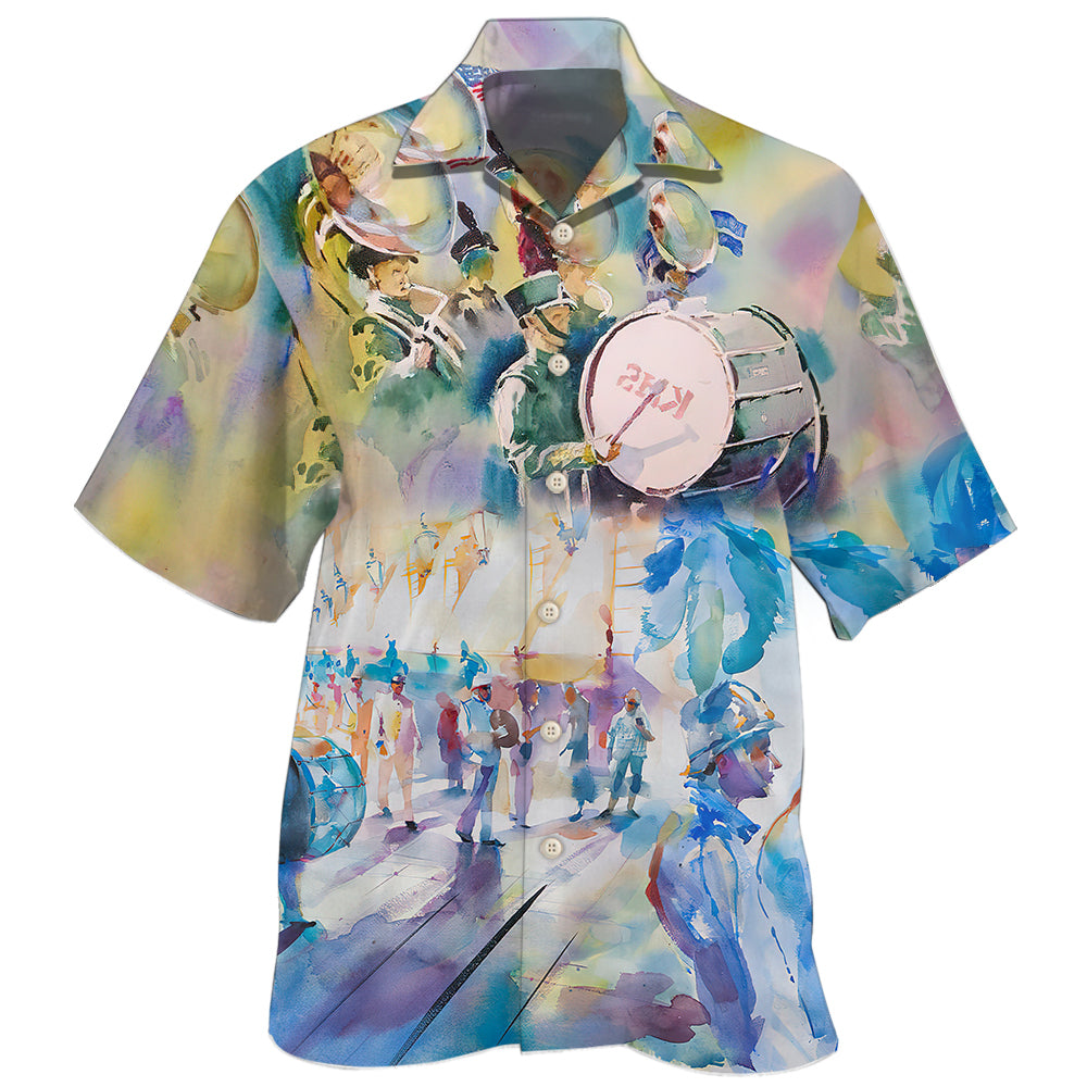 Creative Marching Band Music Hawaiian Shirt For Festival Travel, Beach Gatherings, And Relaxed Summer Style