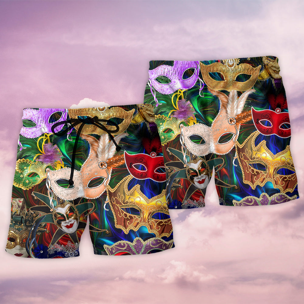 Mardi Gras Feather Party Beach Shorts For Warm Weather Travel And Everyday Comfort