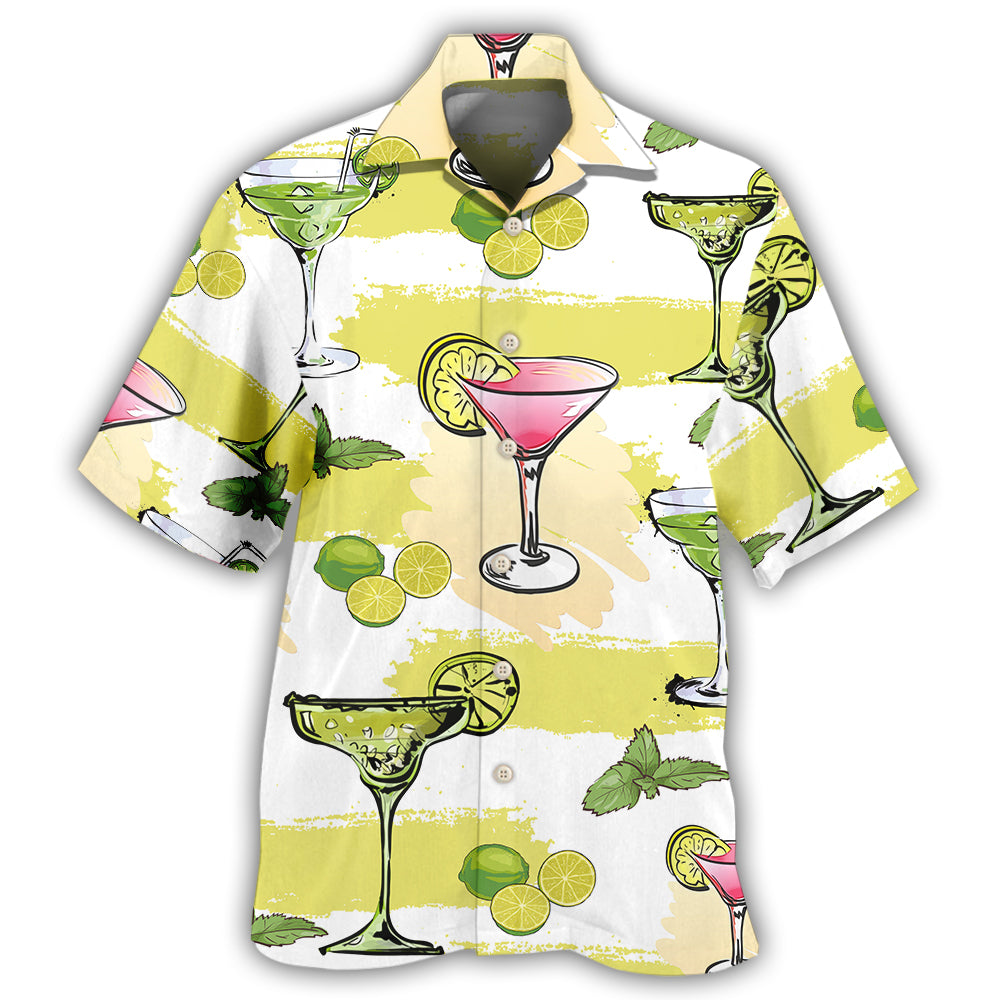 Summer Margarita Cocktail Party Hawaiian Shirt For Summer Vacation, Beach Travel, And Casual Wear