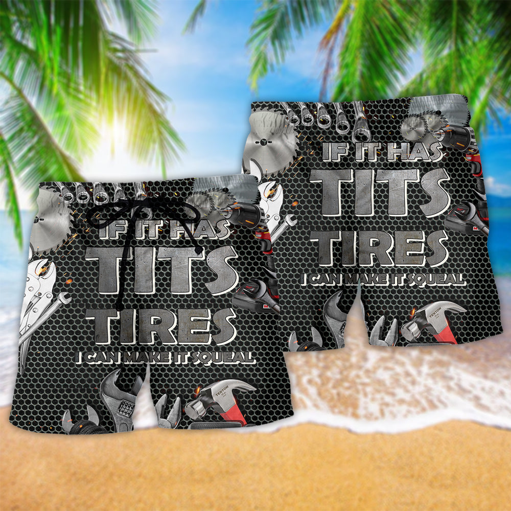 Mechanic Humor Workshop Life Beach Shorts Pattern View For Vacation Travel And Outdoor Fun