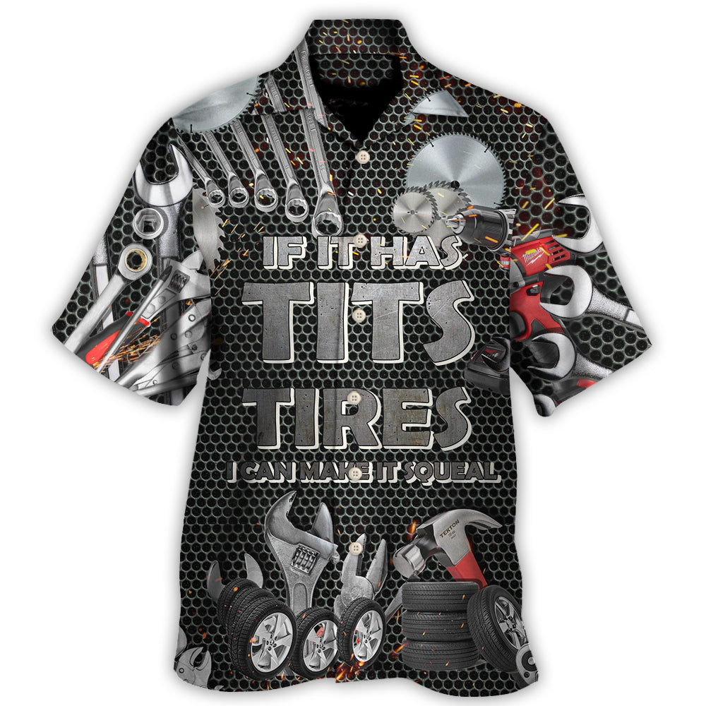 Funny Vintage Mechanic Strong Attitude Hawaiian Shirt Artwork Detail For Tropical Trips And Casual Outings