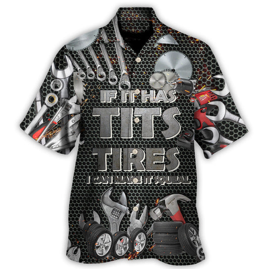 Funny Vintage Mechanic Strong Attitude Hawaiian Shirt Artwork Detail For Tropical Trips And Casual Outings