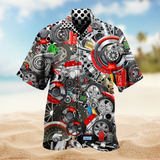 Bold Mechanic Hawaiian Shirt For Tropical Holidays, Outdoor Gatherings, And Everyday Comfort
