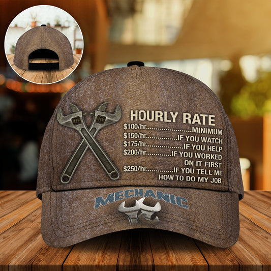 Mechanic Hourly Rate Vintage Classic Cap For Travel Holidays Parties And Relaxed Casual Styling