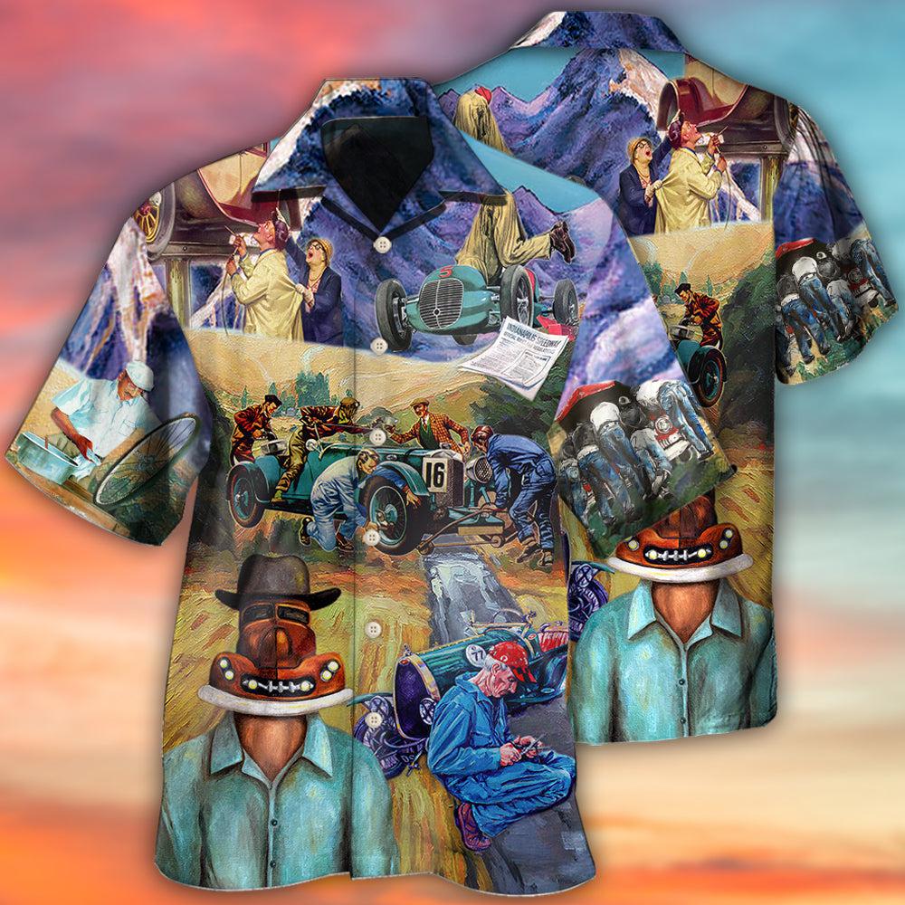 Mechanic Creative Pattern Hawaiian Shirt For Island Vacations, Resort Wear, And Relaxed Seasonal Style