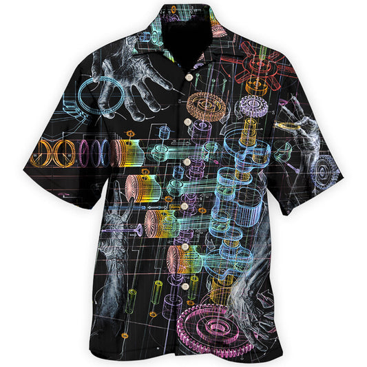 Neon Mechanic Workshop Hawaiian Shirt For Beach Days, Summer Outings, And Thoughtful Gift Giving